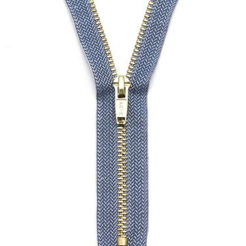 Prym Metallreißverschluss 4 mm Goldfarben, nicht teilbar, Jeans #240, 8 cm