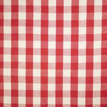 Baumwollstoff Brabant-Karo Lurex Rot-Natur