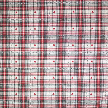 Cotton Natur Karos Herzchen Rot-Grün