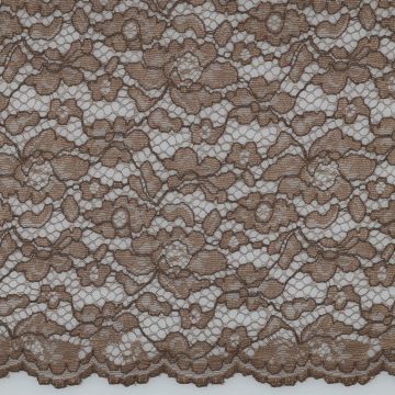 Blumen-Spitzenstoff mit beidseitiger Bogenkante Taupe