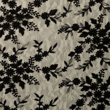 Couture-Spitzenstoff mit Wellenrand Schwarz