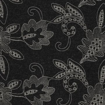 Stretch-Flausch mit Print und Wool-Touch in Schwarz