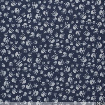 Jeansstoff Stretch Totenköpfe dunkelblau