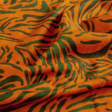 French Terry mit Tigerprint in Orange und Grün
