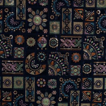 Luxuriöser Stickstoff Patchwork Marine