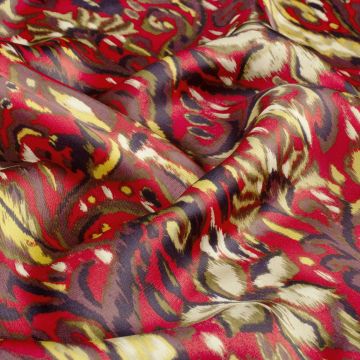 Satin abstraktes Paisley-Muster Multicolor Rot