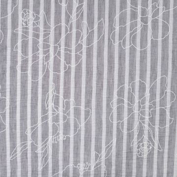Leinenoptik-Stoff grau mit Blumenprint