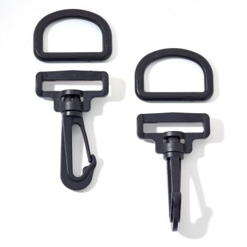 Karabinerhakenset Kunststoff 30 mm Schwarz
