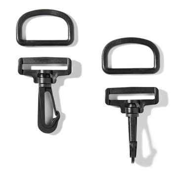 Karabinerhakenset Kunststoff 40 mm Schwarz