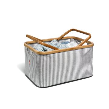 PRYM Faltkorb Fold & Store aus Canvas und Bambus Grau
