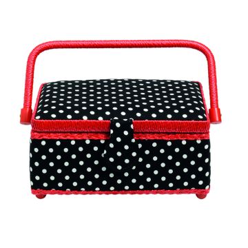 PRYM Nähkorb Polka Dots Schwarz/Weiß S 612244