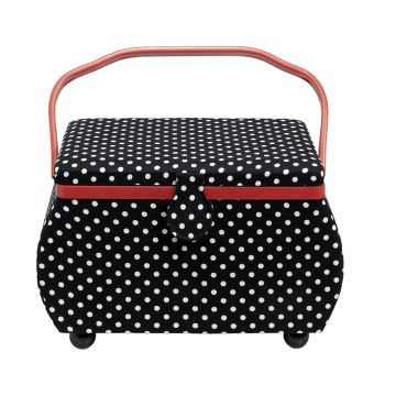 PRYM Nähkorb Polka Dots Schwarz/Weiß L 612246