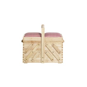 PRYM Nähkasten aus hellem Holz, M, mit Stoffbezug 612547