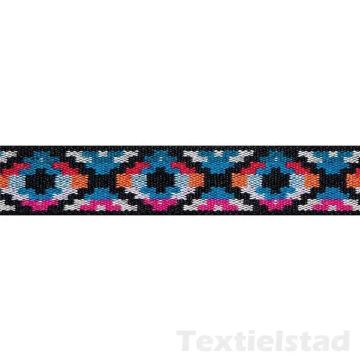 Color Elastic  25 mm ethno blau / fuchsia