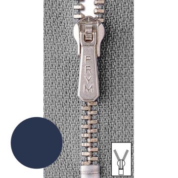 Prym Metallreißverschluss 4 mm Silber, nicht teilbar, Marineblau, 18 cm